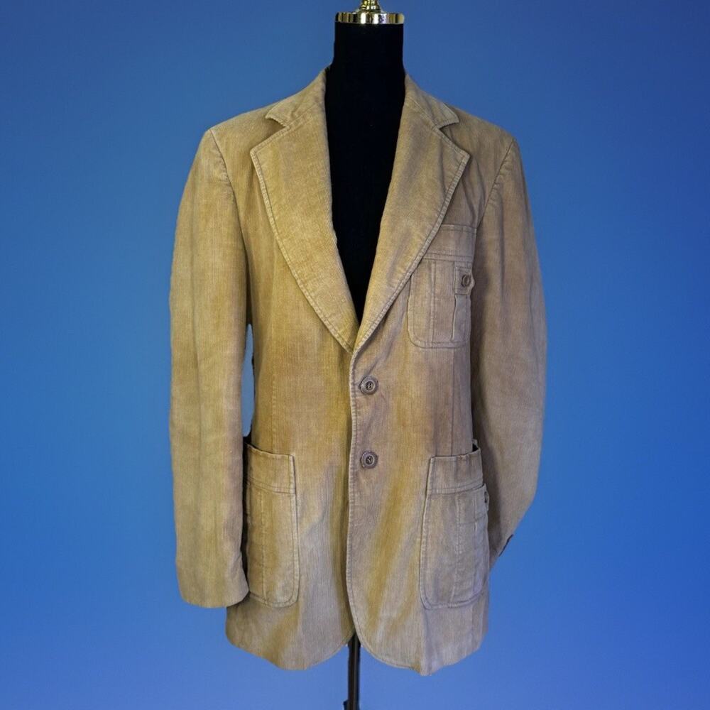 Vintsge Tan Courderoy Blazer/Jacket | 1960s 1970s | Distressed Lining | Look!